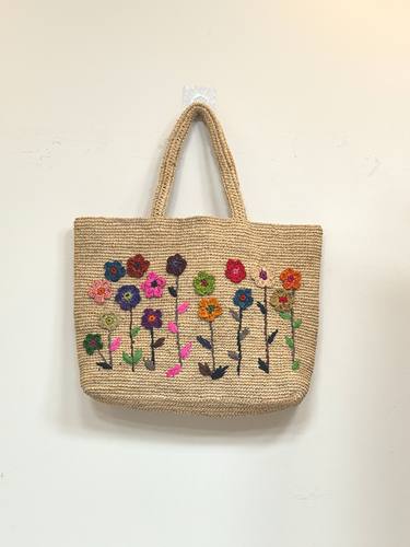 夏萨珑！【立体花朵】度假马达加斯加拉菲草手工编织手提单肩包