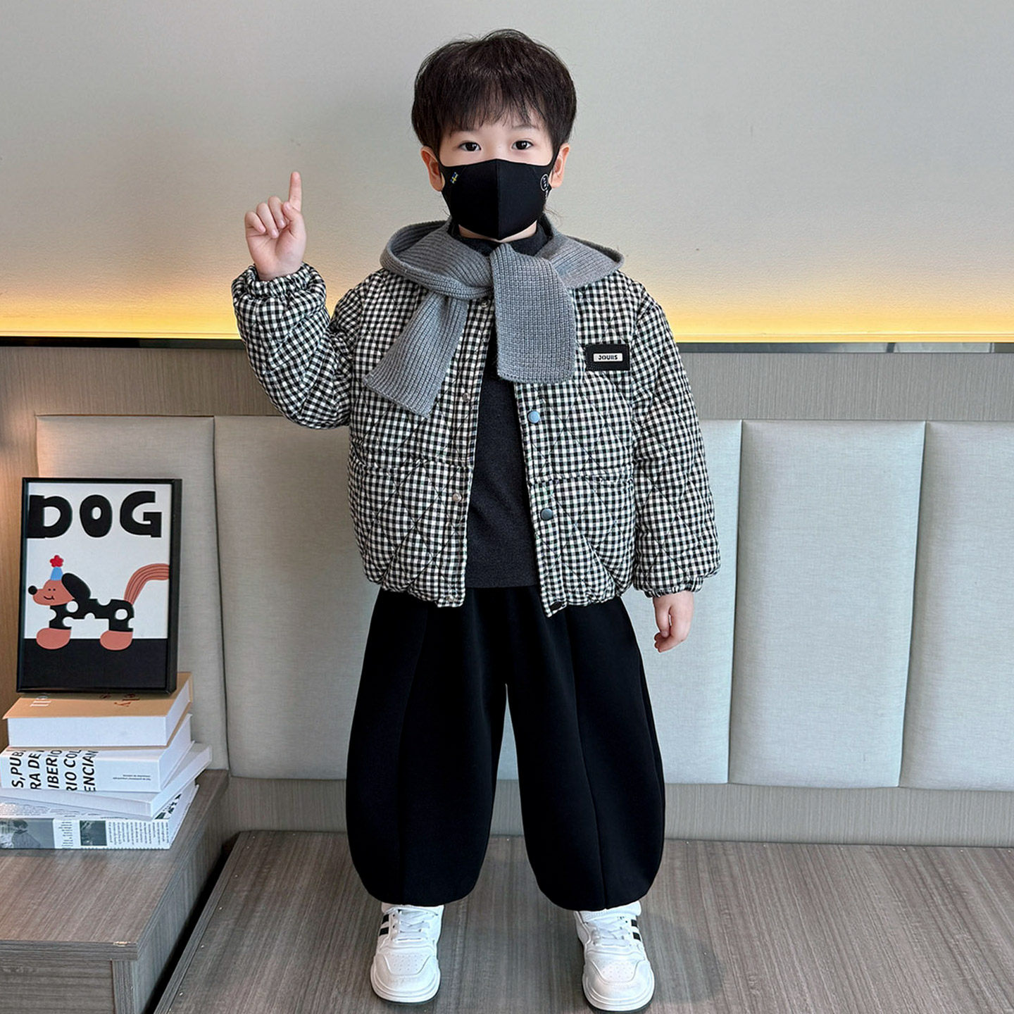 男童冬装加厚棉服套装2025新款儿童冬季加绒三件套宝宝韩版衣服潮