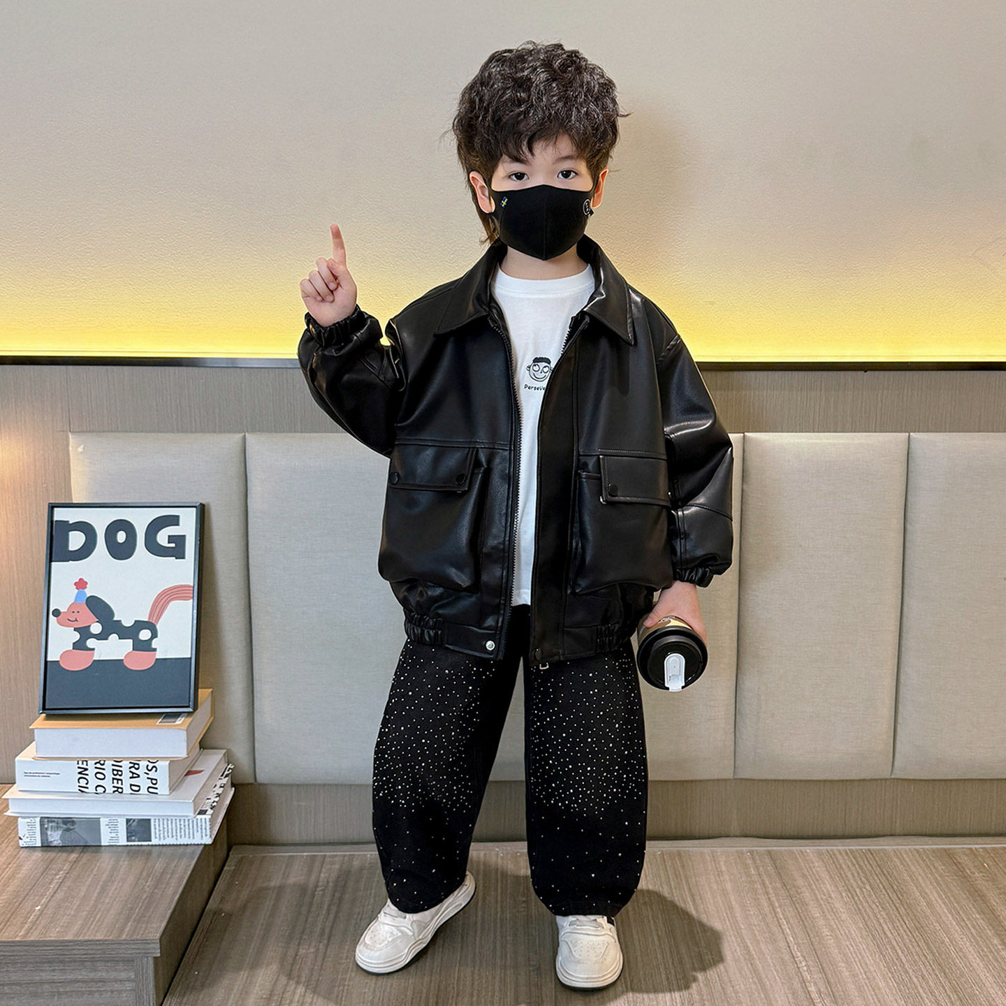 男童皮衣外套春装2026新款韩范痞帅小男童装机车服春秋季男宝衣服