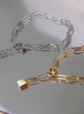 大米熊女钛钢欧美粗链条手链