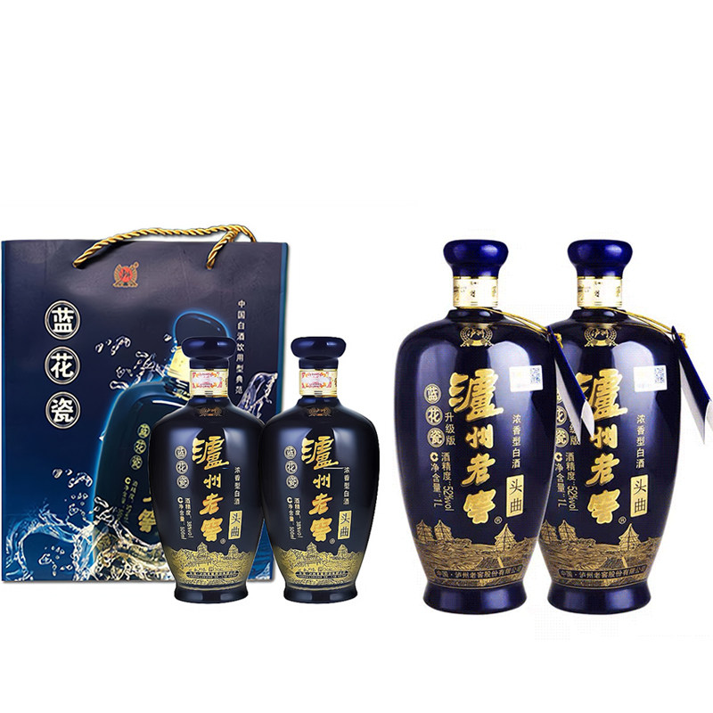 泸州老窖股份蓝花瓷头曲500ml*2瓶 1000ml*2瓶组合装浓香型白酒