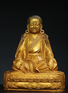 纯黄铜器鎏金玛尔巴上师佛藏佛仿古家居用佛堂供佛装饰品桌面摆件