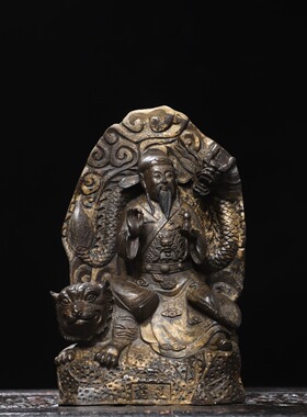 药王孙思邈铜神像佛像纯铜拓金复古龙虎山药王爷菩萨家用桌面摆件