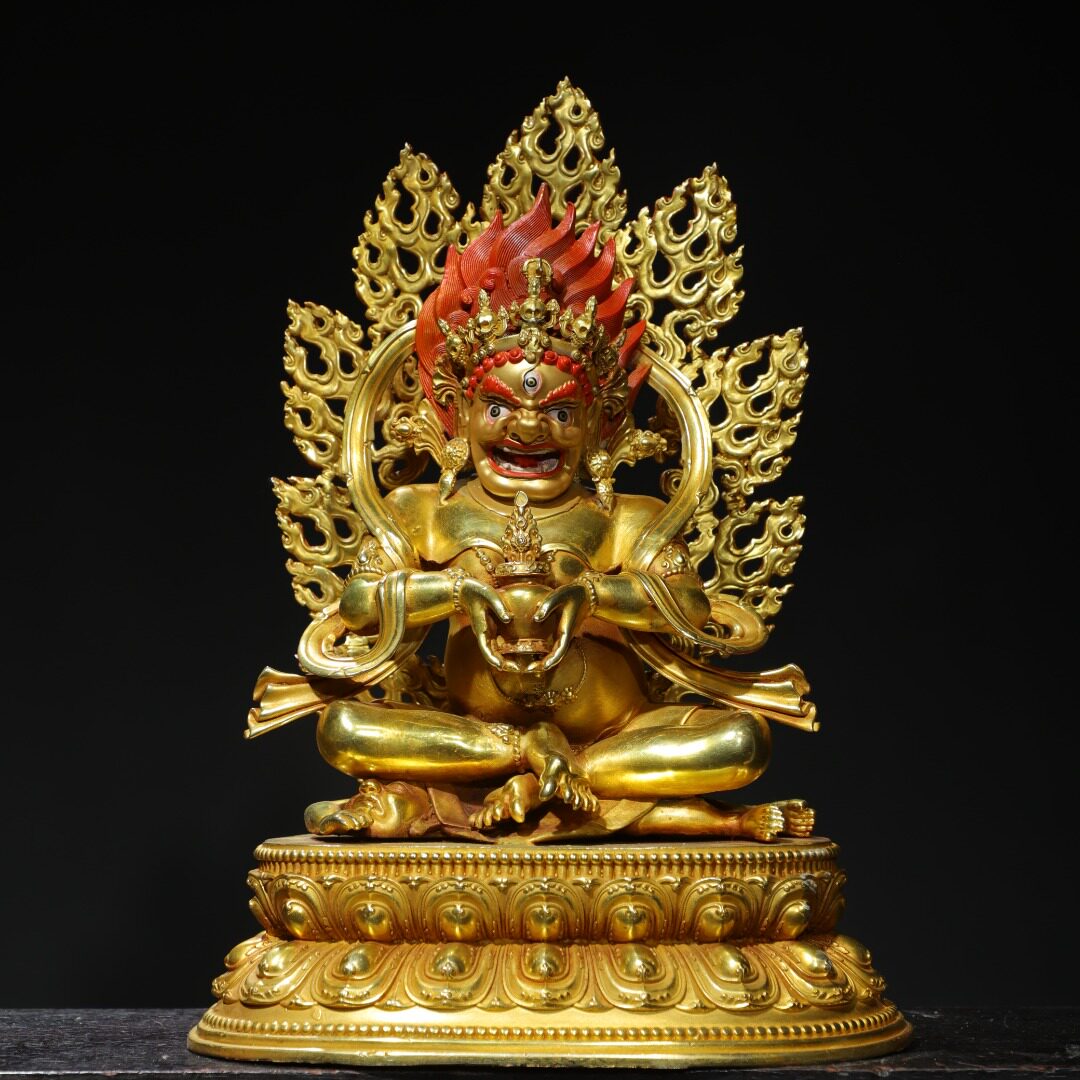 金刚手菩萨护法神佛像藏传密宗纯铜鎏金家居佛堂供奉装饰桌面摆件