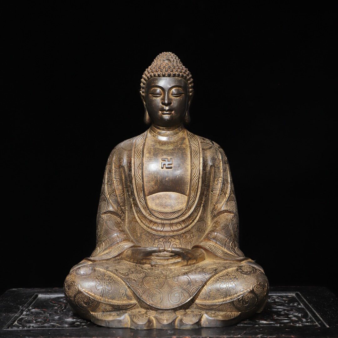 释迦牟尼佛像藏传密宗纯黄铜器拓金家居用佛堂供奉装饰工艺品摆件