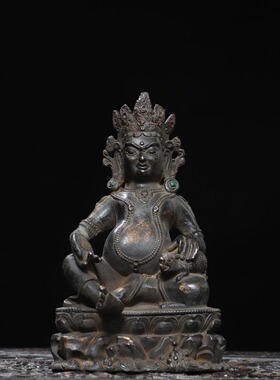 黄财神佛像藏传密宗纯铜家用供奉客厅佛堂供佛桌面装饰品复古摆件