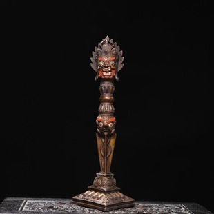 大黑天财神普巴像金刚降魔橛杵法器摆件西藏式传密宗纯铜器带底座