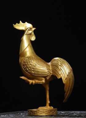 纯铜鸡摆件铜公鸡金鸡大公鸡生肖鸡元宝鸡家居客厅工艺品桌面装饰