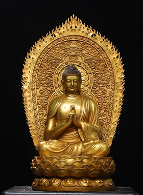 大号大日如来释迦牟尼佛像纯铜器佛堂供奉装饰工艺品桌面复古摆件