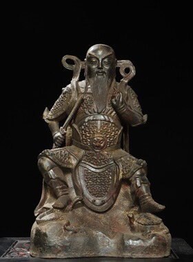玄天上帝神佛像纯铜器雕仿古玄真武大帝家居佛堂供奉桌面装饰复古