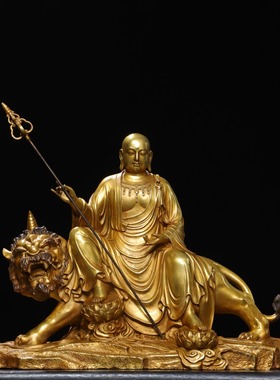 地藏王菩萨黄铜鎏金仿古铜器藏佛佛像家居佛堂供佛装饰品桌面摆件
