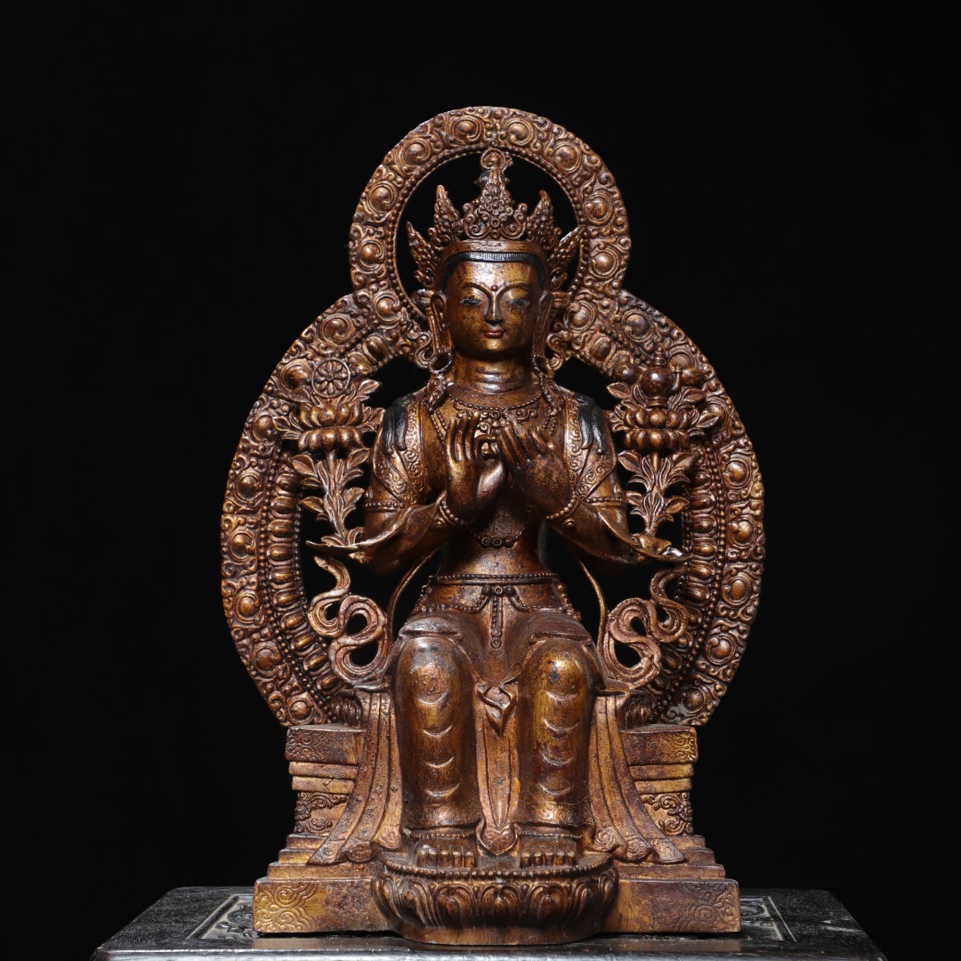 大号天冠弥勒强巴未来佛像纯铜复古藏传密宗家居佛堂供奉装饰摆件