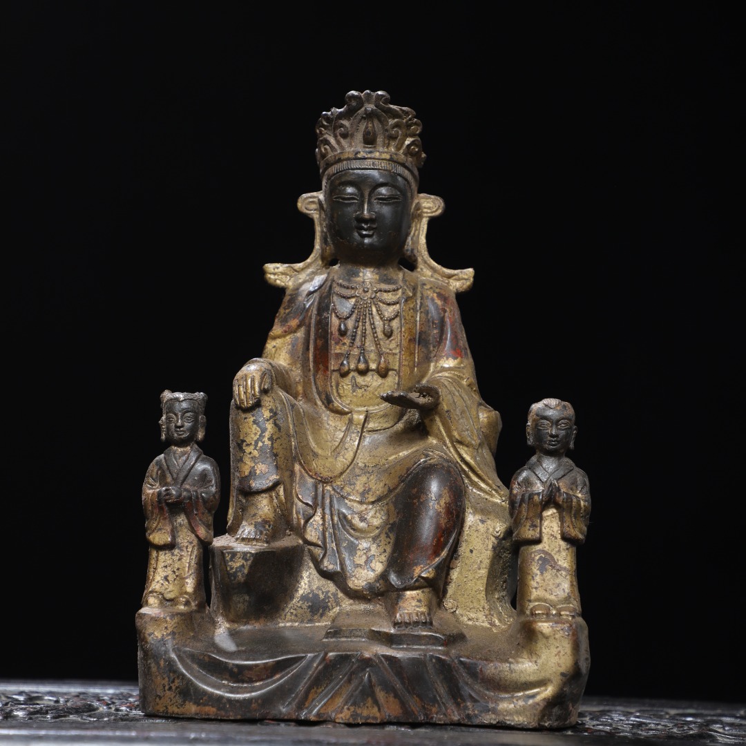 复古铜像金童玉女佛像善财童子龙女家用摆件童男童女观音左右侍女