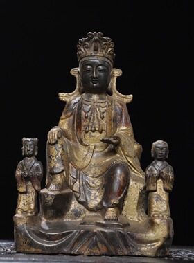 复古铜像金童玉女佛像善财童子龙女家用摆件童男童女观音左右侍女