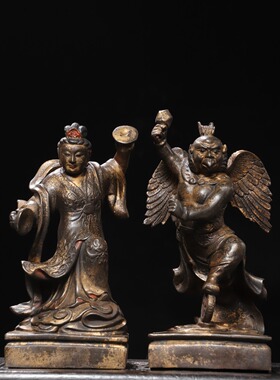 雷公电母神佛像藏传密宗纯铜家居佛堂供奉装饰工艺品桌面复古摆件