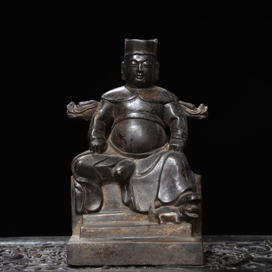 文官佛像黄铜拓金仿古铜器人物坐像家居用佛堂供佛桌面装饰品摆件