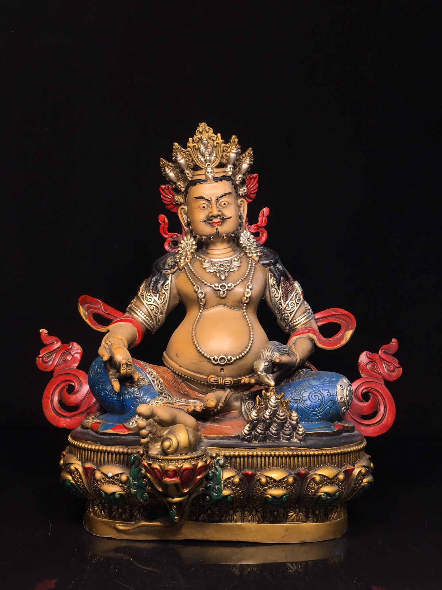 纯铜彩绘黄财神仿古铜器佛像藏佛家居佛堂供奉供佛装饰品工艺摆件