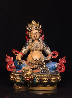纯铜彩绘黄财神仿古铜器佛像藏佛家居佛堂供奉供佛装饰品工艺摆件