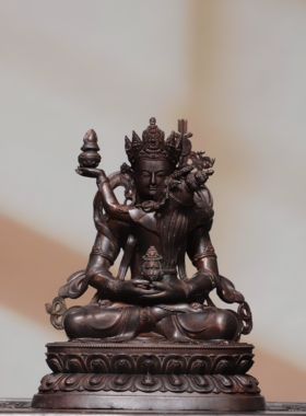欢喜佛双身像纯黄铜器雕藏佛家里客厅佛堂供佛桌面装饰品复古摆件
