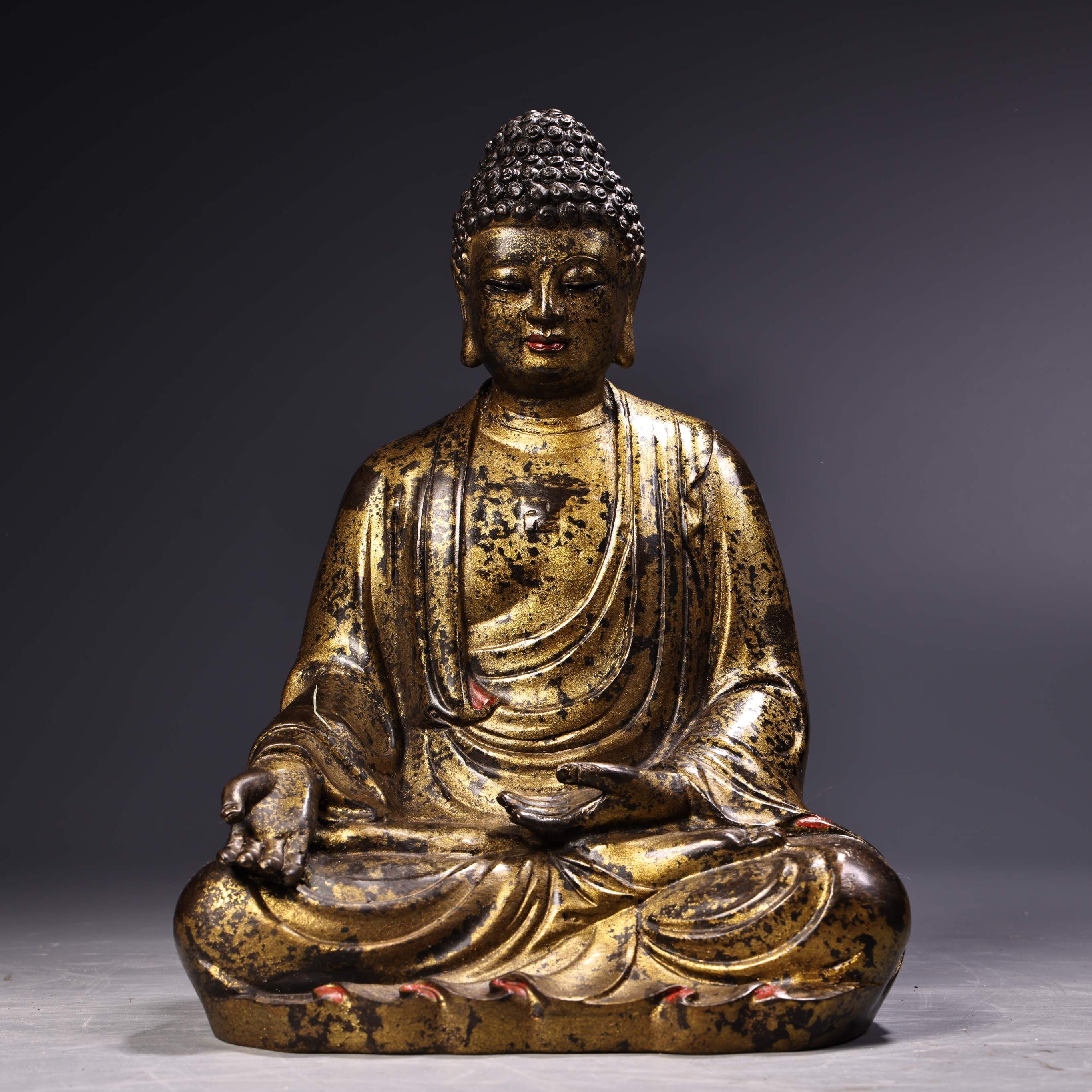 大日如来佛祖摆件全黄铜坐莲花天坛释迦牟尼家用客厅店铺供奉佛像