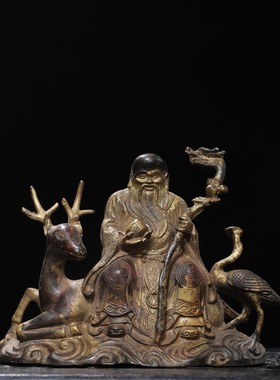 仿古纯铜寿星工艺品祝寿礼品寿星公南极仙翁家居佛像供奉装饰摆件