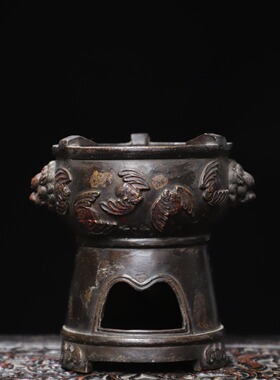 黄铜炭炉仿古手工酒精炉茶壶加热功夫煮茶器家居装饰工艺创意摆件