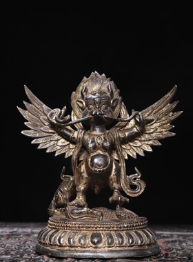 纯铜大鹏鸟摆件金翅大鹏仿古佛像雷震子护法雷公神像供奉装扮用品