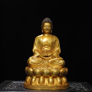 燃灯佛像复古黄铜器鎏金佛像定光佛祖佛堂家用桌面供奉装饰品摆件