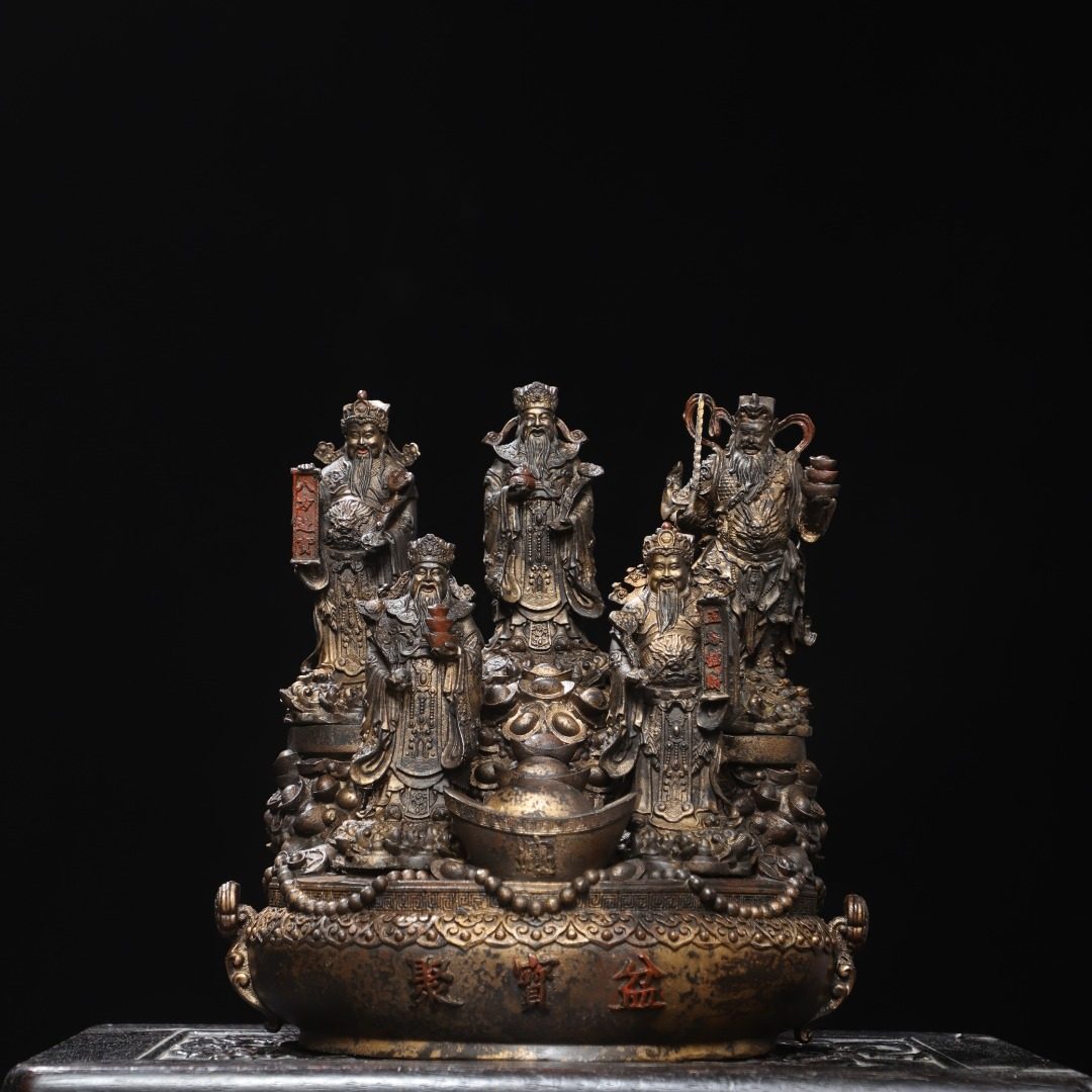 五路财神爷佛像招财宝箫升赵公明纯铜拓金家居用桌面供奉复古摆件,家居饰品,装饰摆件,淘宝优惠券,粉丝福利购,淘宝优惠卷