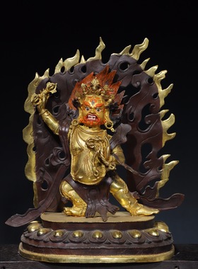 大号全鎏金金刚手菩萨护法大力尊佛像精工铜雕桌面供奉装饰品摆件