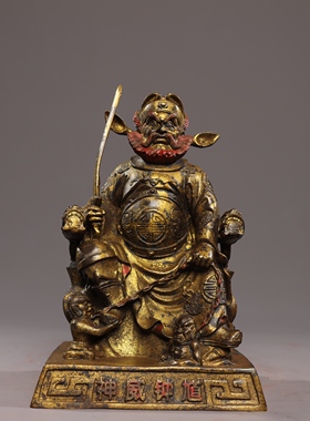钟馗纯铜器鎏金复古铜像天师钟馗神像客厅佛堂供奉装饰品桌面摆件