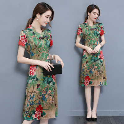 唯品会特卖女装清仓重磅真丝连衣裙气质名媛短