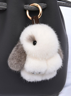 韩国可爱貂毛小兔子毛绒玩具垂耳兔公仔玩偶手机挂饰迷你兔挂件