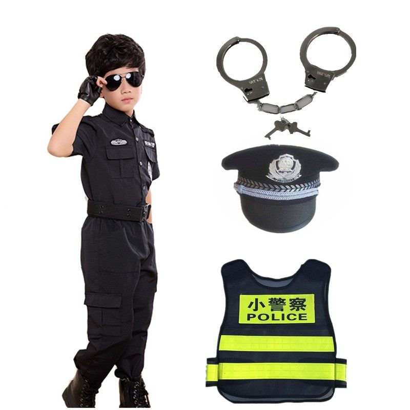 儿童警察服套装军装特种兵特警装备全套男女童短袖衣服警装演出服