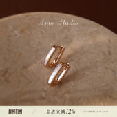 AMO百搭公式 几何U形贝壳耳环女简约高级感耳饰气质通勤圆圈耳扣