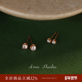 AMO超闪迷你小钻耳钉养耳洞S925纯银睡觉免摘耳饰简约百搭基础款