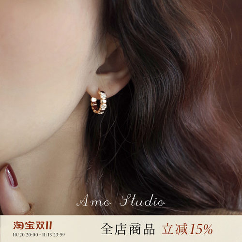 AMO简约小众闪钻耳扣女轻奢气质