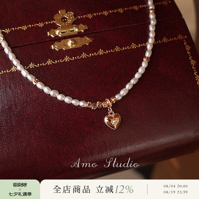 AMO天然珍珠爱心项链小众高级感