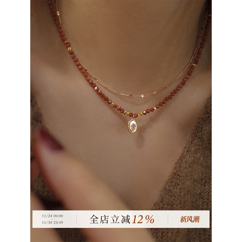 AMO天然金沙石项链女复古轻奢