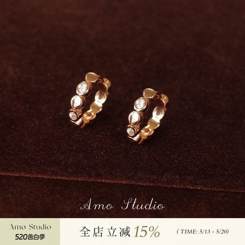 AMO闪钻圆圈耳扣女小众通勤百搭
