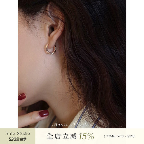 AMO金色圆圈耳环女简约高级