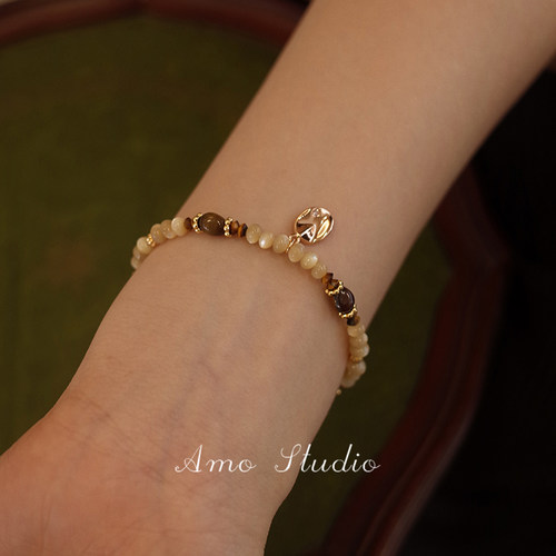 AMO虎眼石贝壳手链女ins小众设计