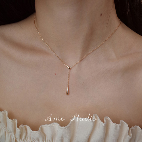 AMO水滴Y字可调项链纯银ins小众
