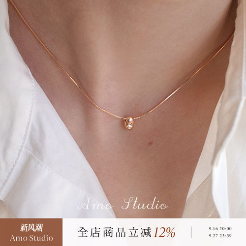 AMO闪钻小金豆项链纯银百搭日常