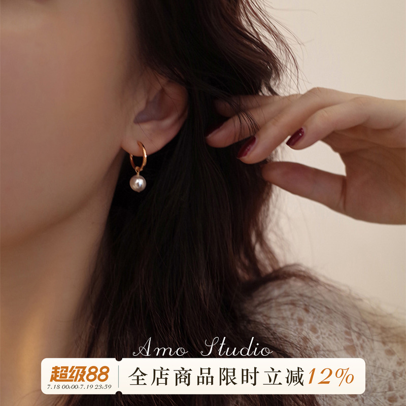 AMO珍珠圆圈耳环女刘亦菲同款