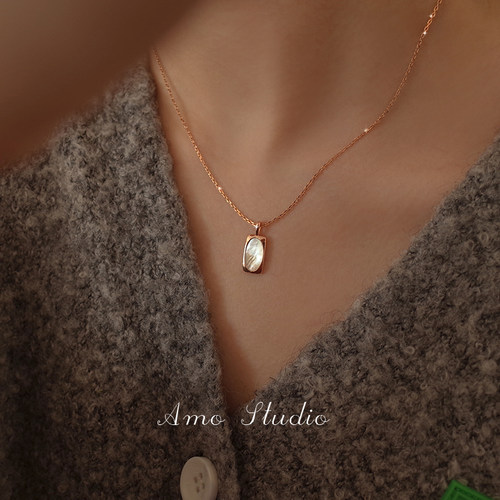 AMO天然贝壳项链女纯银简约气质