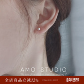 AMO天然珍珠耳钉女925纯银简约小巧精致防过敏无耳洞耳夹睡觉不摘