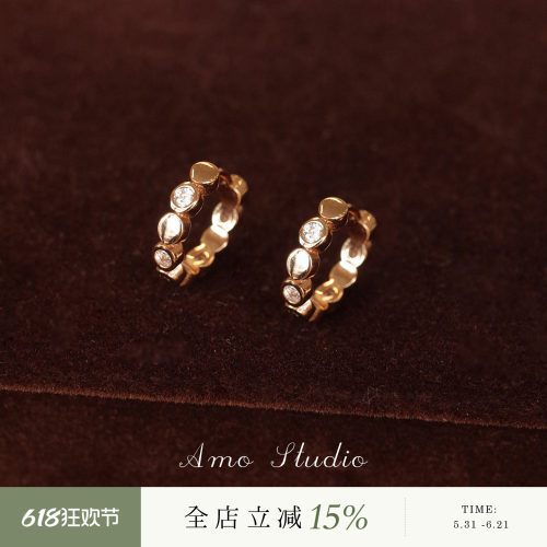 AMO闪钻圆圈耳扣女小众通勤百搭