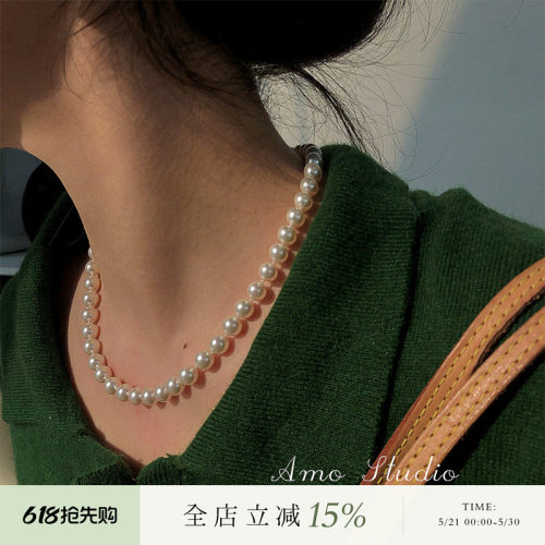 AMO人造珍珠项链女复古fever同款