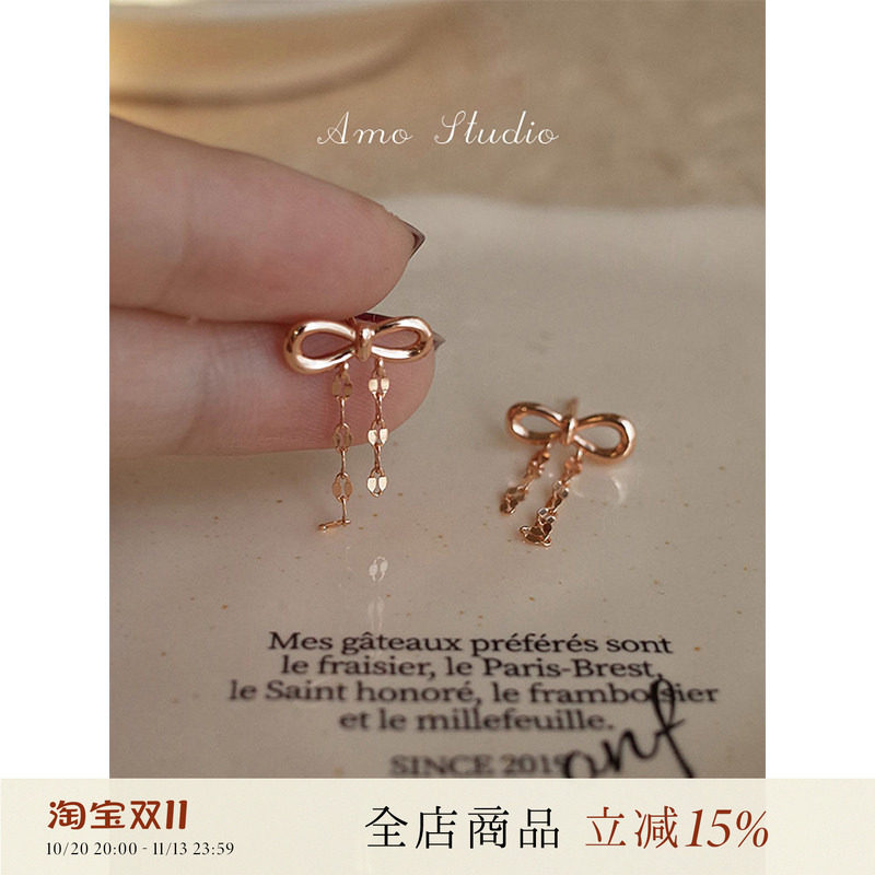 AMO假面舞会蝴蝶结流苏耳环女轻奢高级设计感小众温柔气质耳钉